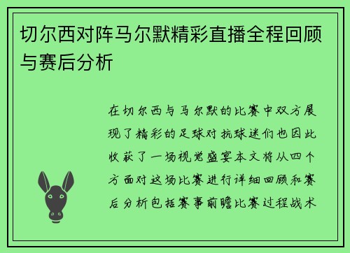 切尔西对阵马尔默精彩直播全程回顾与赛后分析