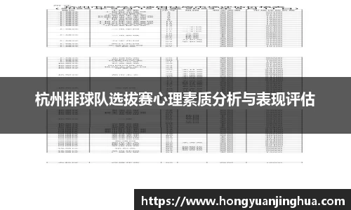 杭州排球队选拔赛心理素质分析与表现评估